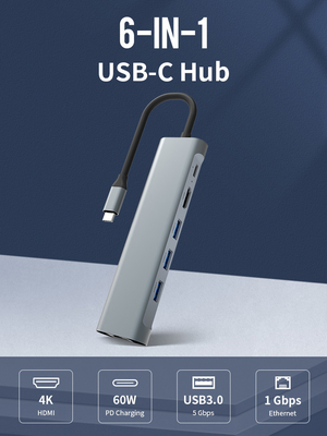 MacBook Pro / Air Ipad Pro USB C Adapter 6 In 1 With 4K HDMI Output